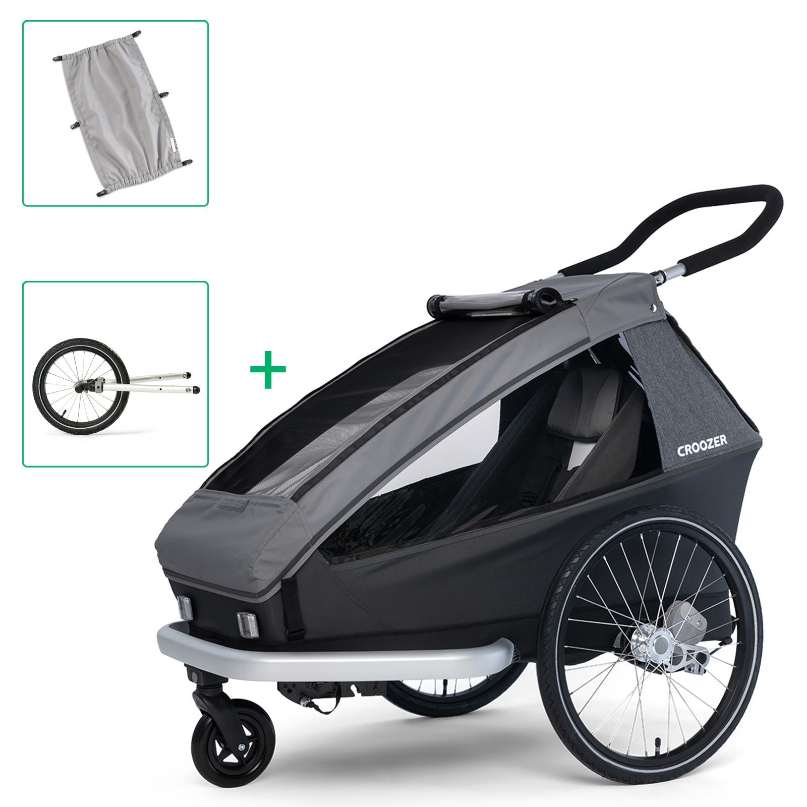 Croozer Kid Keeke 1 mit Jogger-Set und Sonnenschutz – Mountain Grey
