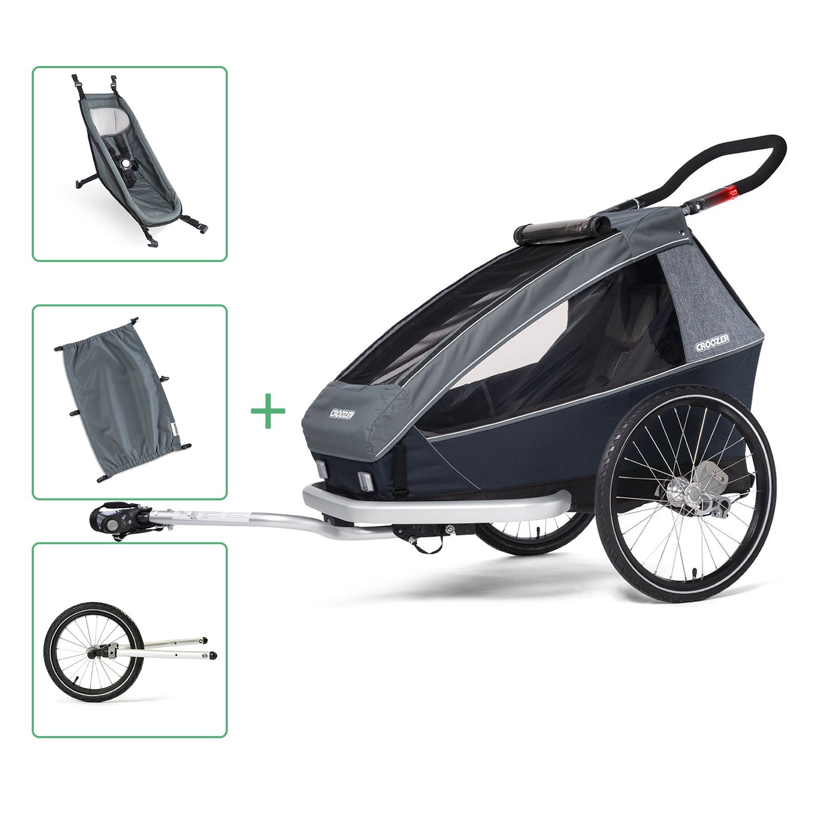 Croozer Kid Vaaya 1 Set inklusive Ergänzung in Graphite Blue