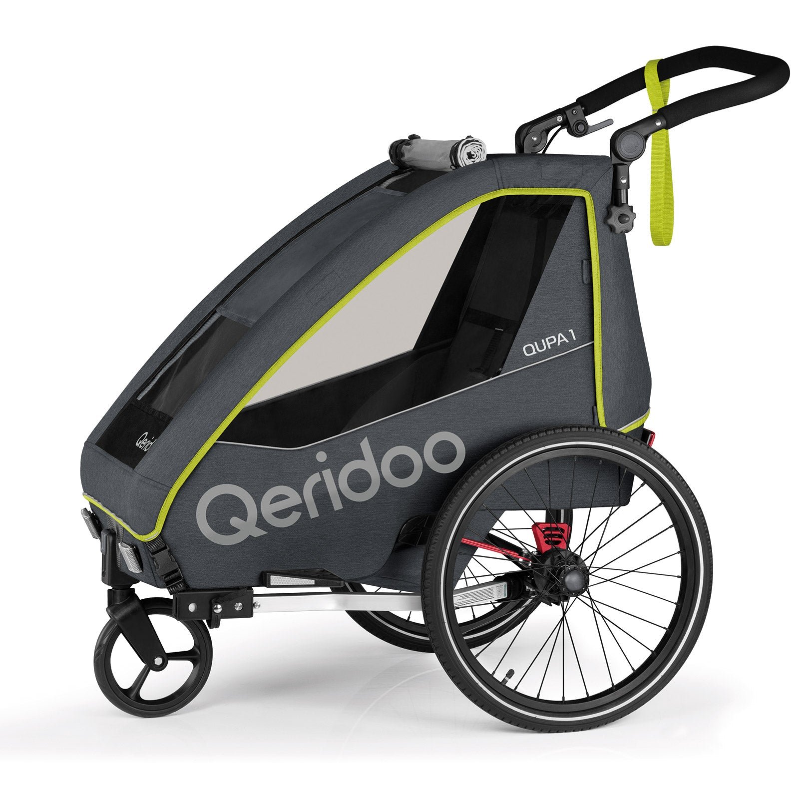 Qeridoo QUPA 1 (2023) Kinder-Fahrradanhänger – Lime