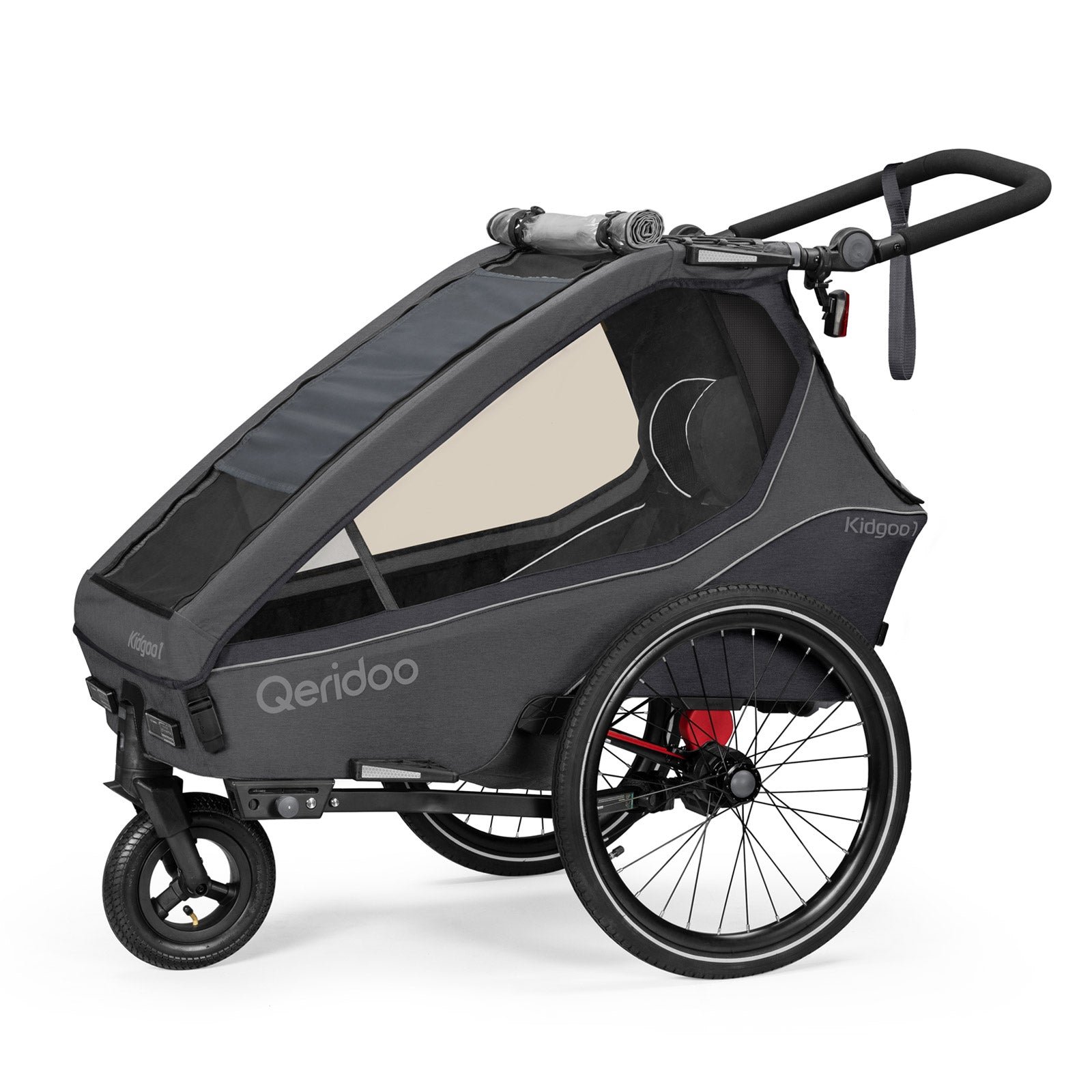 Qeridoo Kidgoo1 Kinder-Fahrradanhänger (2023) – Steel Grey