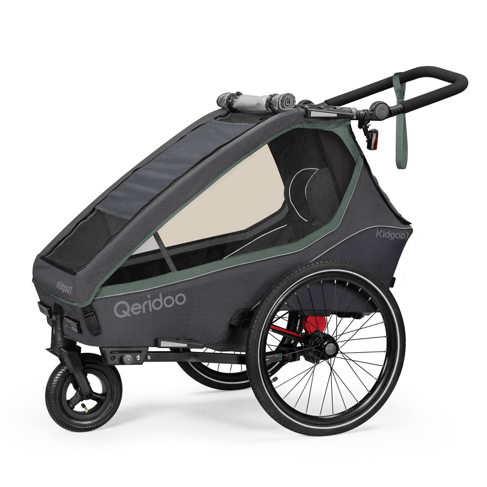 Qeridoo Kidgoo1 Kinder-Fahrradanhänger (2023) – Ivy Green