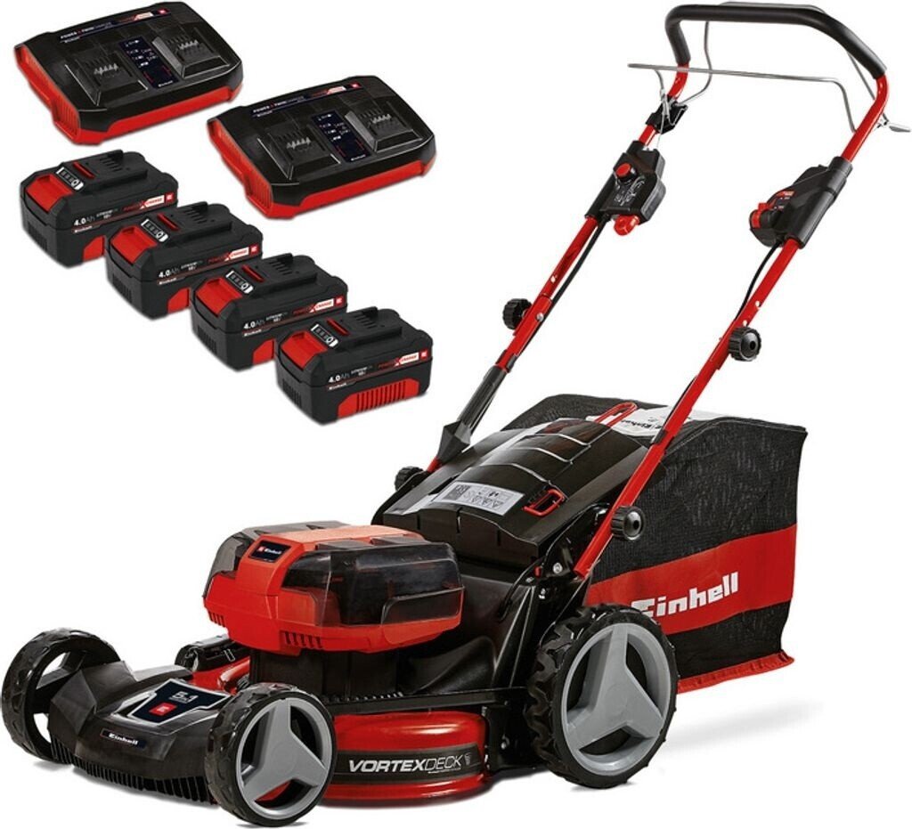 Einhell GE-CM 36/47 S HW Li mit 4 Akkus und 2 Ladegeräten