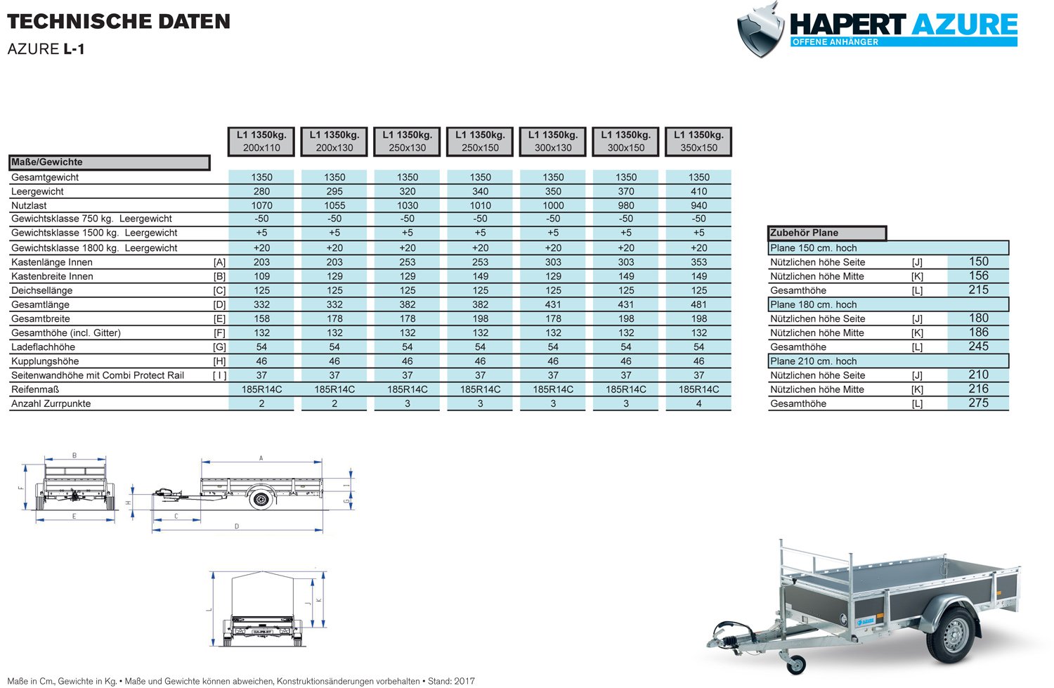 Hapert Azure L-1 – Aluminium-Anhänger mit 1.350 kg zulässigem Gesamtgewicht – Bild 2