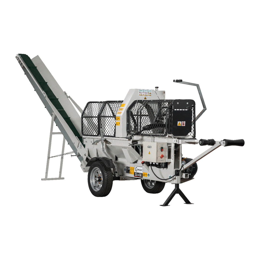 LUMAG SSA400E – elektrische Sägespaltmaschine mit Förderband