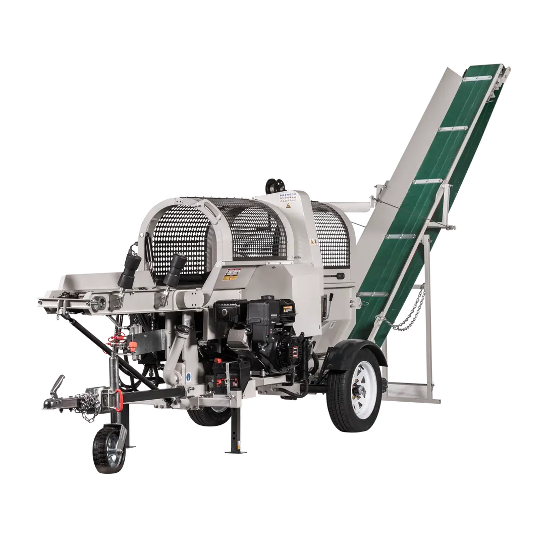 LUMAG SSA400EHPROS | Elektro-Sägespaltmaschine mit Förderband und Zuführförderband