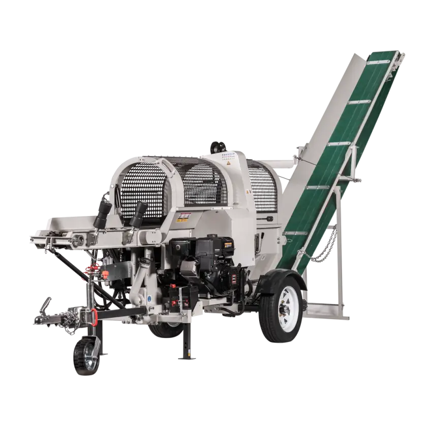LUMAG SSA400GH-PRO/S | Benzin-Sägespaltmaschine mit Förderband und Zuführförderband